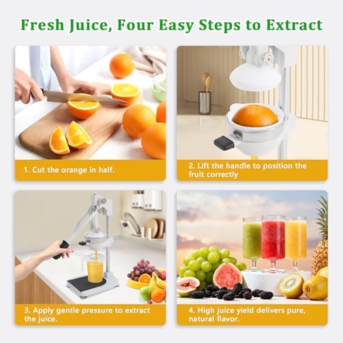 Cast Iron Juicer 304 Stainless Steel Citrus Press & Lemon Squeezer Fresh Fruit Juice Extractor Manual Juicers for Orange Grapefruit Lemon Lime Pomegranate and Much More,Easy to Clean and Use
