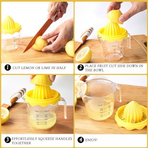 Lemon Squeezer,Plastic Lemon Juicer,Manual Juicer with Measuring Cup