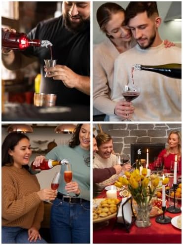 Wine Pourer & Bottle Stopper, Drip-Free Aerator Spout Fits Standard Wine/Liquor Bottles, Zinc-Alloy Bar Accessory with Secure Silicone Cork, No-Spill Wine Dispenser (Leopard)