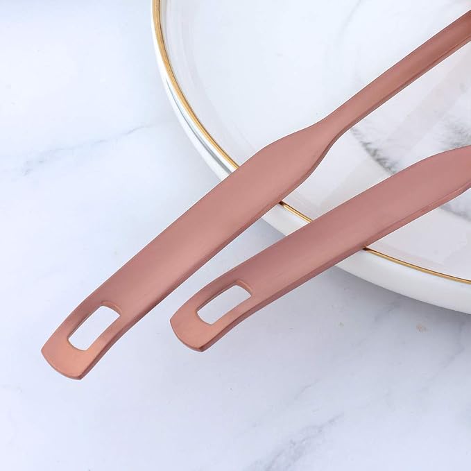 Buyer Star 2 Pcs Soup Ladle Colander, Rose Gold Cookware Serving Long Handle Steel Slotted Spoon Cooking Utensil Set for Hotpot