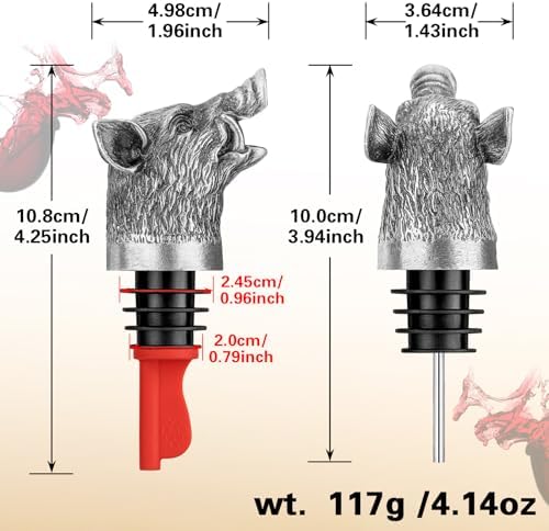 Wild Boar Head 2-in-1 Wine Aerator Bottle Pourer and Stopper for Men Women, Hunting Gifts for Hunters, Liquor Bottle Pourers Spout for Alcohol Spirits, Wine Saver Gifts Accessories