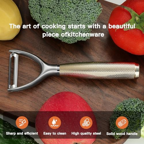 KULUNER Luxury Y-Type Vegetable Peeler – 24K Gold Plated Handle, 304 Stainless Steel Ultra Sharp Blade, Ideal for Potatoes, Apples, and Other Fruits & Vegetables