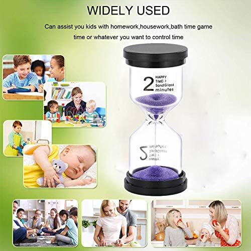 SuLiao 2 Minute Sand Timer Hourglass: Colorful Sand Clock, Purple Small Reloj De Arena Two Minutos, Plastic Hour Glass Sandglass for Kids, Game, Decorative, Kitchen, Toothbrush Timer