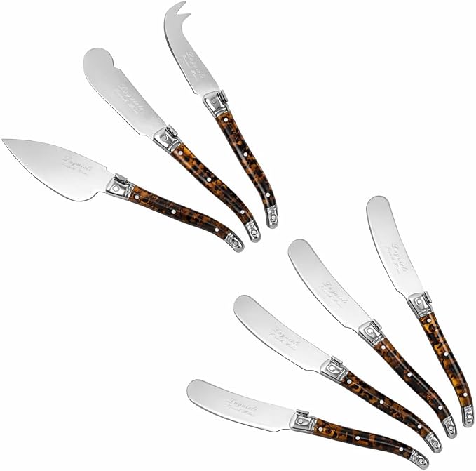 French Home 7-Piece Laguiole Tortoise Shell Cheese Knife and Spreaders Set