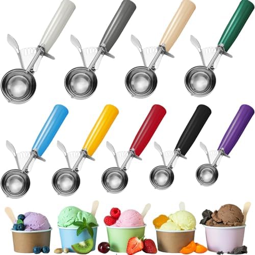 Hsei 9 Pcs Ice Cream Scoops Stainless Steel Cookie Portion Scoop with Handle for Baking Food Cookie Dough Cupcake Batter (Many Color,40mm to 78mm)