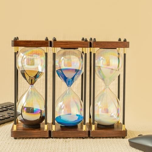 Rainbow Hourglass Timer,60 Minutes Sand Timers,Hour Glass with Sand Timer for Gift,Hourglass Decor for Home, Desk,Office, Wedding Decor (Blue)