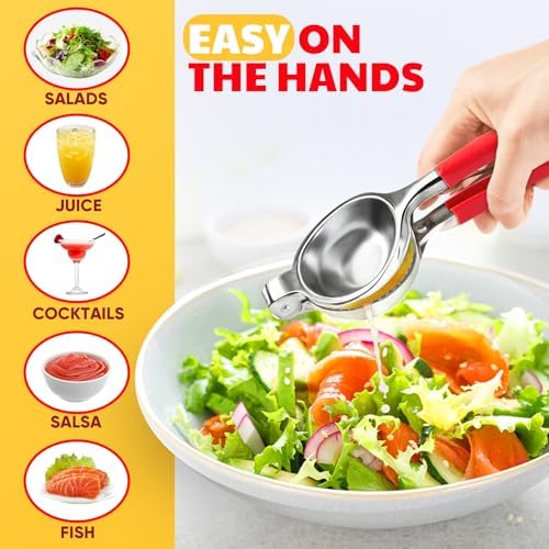 Lemon Squeezer Large, Lemon Squeezer Juicer Stainless Steel, Heavy Duty Manual Citrus Juicer Hand Press, Kitchen Tools Lime Squeezer Bar Tool, Easy to Clean Metal Lemon Hand Press