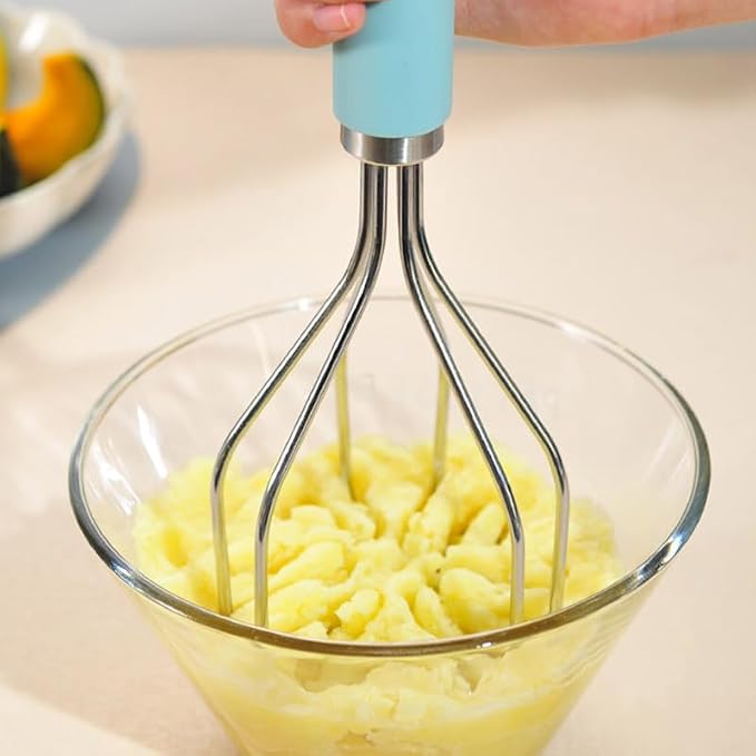 2in1 Potato Masher Kitchen Food Tongs Set - Heavy Duty Stainless Steel Kitchen Tool for Potatoes, Avocados, Beans, or Fruit & Vegetable