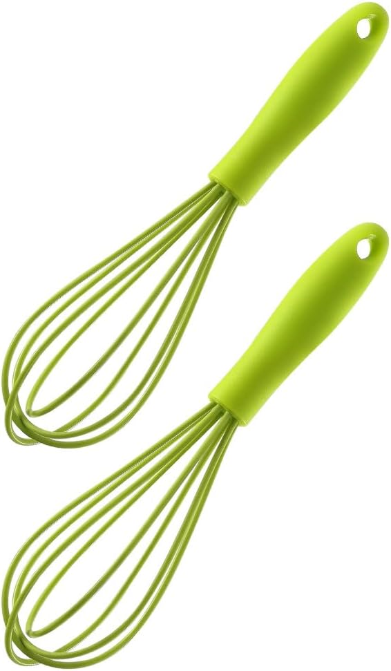 Compact Silicone Whisk (6.7 Inch), 12 Pack Portable Mini Balloon Mixer Egg Beater, Manual Handheld Milk Frothers, Household Egg Blender Small Silicone Egg Whisks for Cooking (Green)