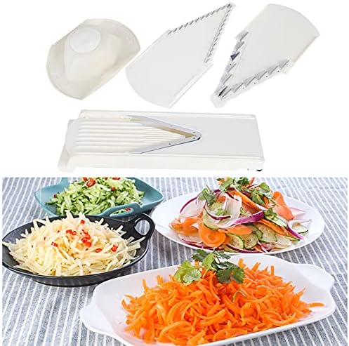 Mandoline Slicer for Kitchen, Adjustable Vegetable Chopper, Fruit, Cheese Grater, Potato Chips Slicer, Stainless Steel Food Slicer for Vegetable, Onion,Cucumber, Potato, White