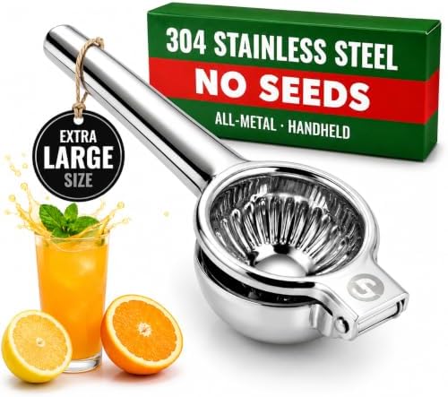 Handheld All-Metal Lemon Squeezer, Stainless Steel, XL