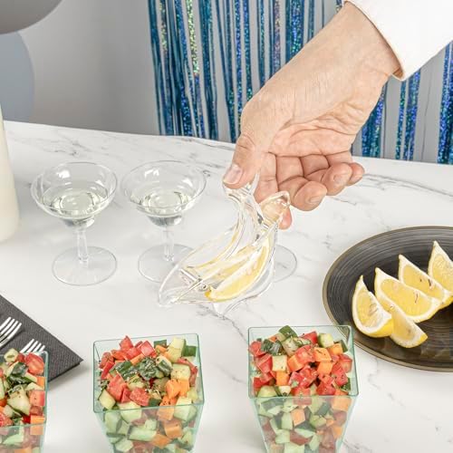 Restaurantware 2 Ounce Manual Lemon Squeezer 1 Handheld Lime Wedge Juicer - With Handle No Seeds Clear Plastic Citrus Squeezer Portable Bird Shape For Lemon Or Lime Wedge