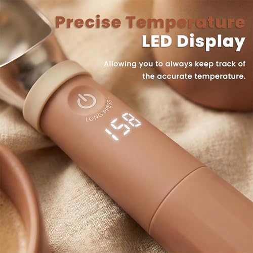 NEWKITCHEN Heated Ice Cream Scoop, Electric Ice Cream Scooper Rechargeable Heats -158℉, LED Display, 2600mAh Capacity Removable Battery, for Hard Ice Cream, Frozen Yogurt, Sorbet,Gelato, Light Caramel