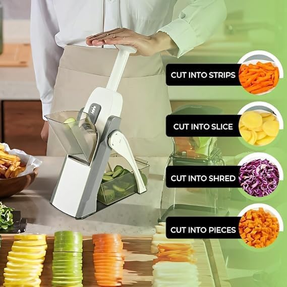 Saker Adjustable Safe Vegetable Slicer,Safe 5-in-1 Mandoline Slicer, Adjustable Vegetable Chopper & Fruit Slicer for Fast Meal Prep, 0.1-8mm Thickness (Orange)