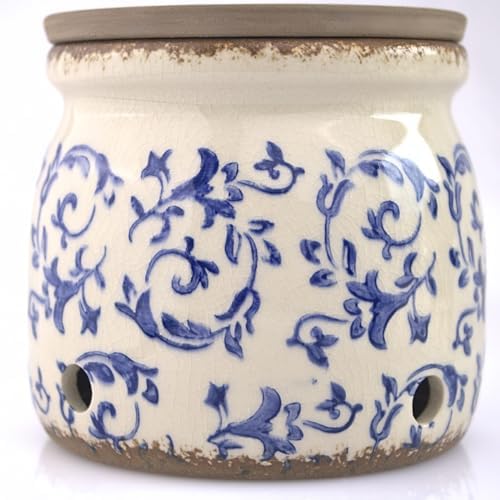 Okavango Garlic Keeper - Terracotta Garlic Container - Garlic Storage - Garlic Holder Countertop - Garlic Holder Ceramic - Jar - Saver -Bowl - Cellar (Ivory, 16oz)