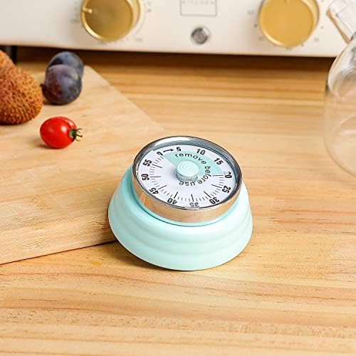 No battery mechanical timer, kitchen timer with magnet, time manager, can be used for cooking, learning, baking, exercise, etc, beautiful appearance, easy to use (green)