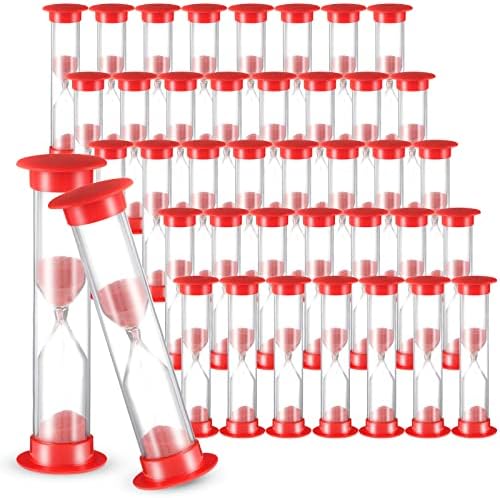 Geelin 40 Pcs 1 Minute Sand Timer for Kids Classroom Hourglass, Red