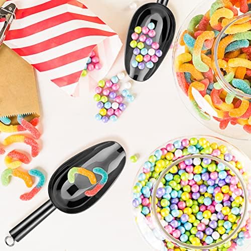 E-far 6 Ounce Ice Scoop Set of 2, Black Stainless Steel Small Food Scooper