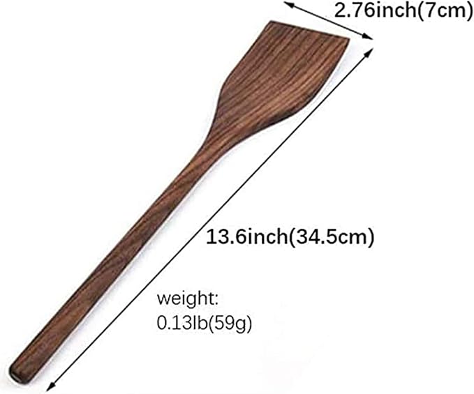 13” Black Walnut Wood Spatula, Cooking Paddle,Hand Carved Turner,Long Handle Non-Stick Wooden Scraper Kitchen Utensil Spatula Spoon for Cooking Baking Stir Fry