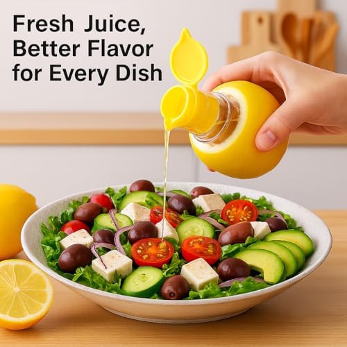2025 New Screw-Top Lemon Squeezer – 2 Pack BPA-Free Handheld Lemon and Lime Juicer with Lid – Manual Citrus Squeezer for Kitchen, Cocktails, and Outdoor Cooking (Yellow + Green)