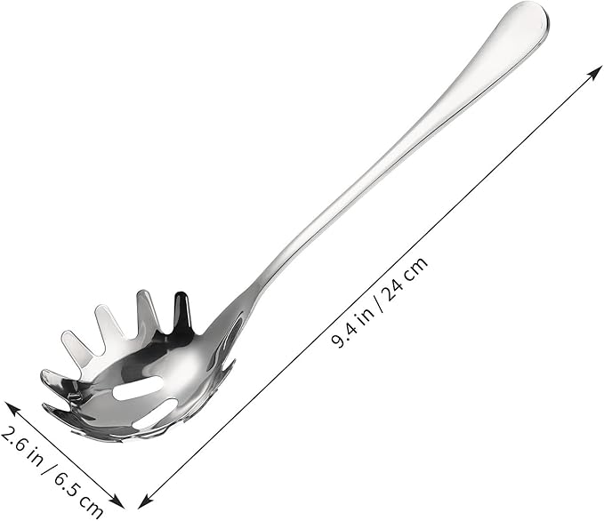 IMIKEYA Stainless Steel Pasta Server Spoon 9.44 Inches - Ergonomic Noodle Spoon for Spaghetti Pasta Serving and Ice Scooping in Kitchen and Bar