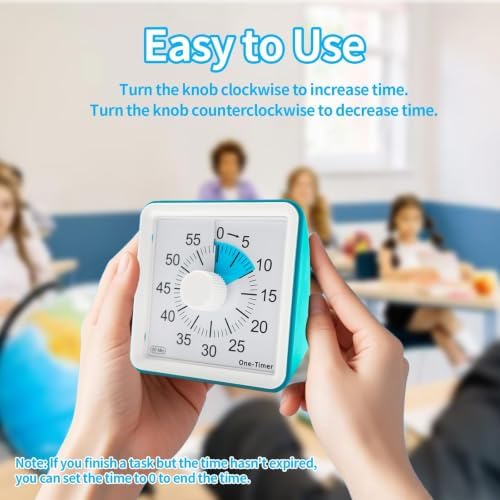 60 Minutes Countdown Visual Timer,Manage Time Well for Kids and Adults,Silent Travel Time Design for Education,Classroom,Home,Office (2*Blue)