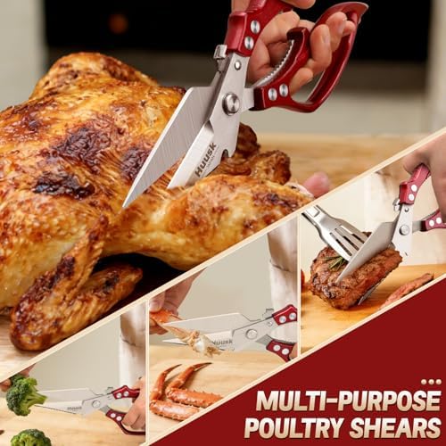 HUUSK Kitchen Scissors Heavy Duty - Japanese Kitchen Shears All Purpose