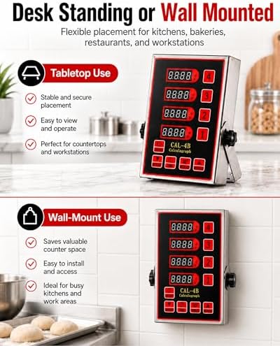 Commercial 4 Channels Digital Kitchen Timer, Calculagraph Fry Timer
