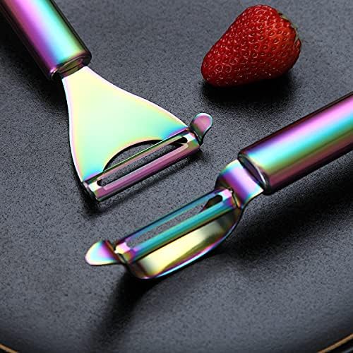 Rainbow Potato Vegetable And Fruit Peelers For Kitchen, Kyraton Titanium Colorful Plating Stainless Steel Peelers, Sharp Blade And Ergonomic Non Slip Easy To Grip Set Of 2