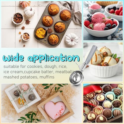 Reallnaive 8 Pcs Ice Cream Scooper with Trigger, 4 oz, Gray