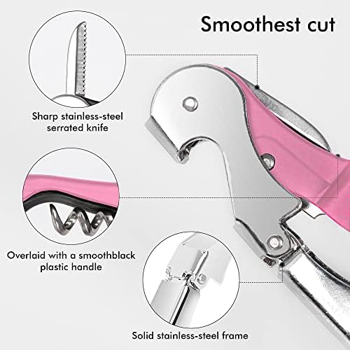 Professional Waiter Corkscrew Wine Openers Set(2PCS), Heavy Duty Stainless Steel Hinges Wine Key for Restaurant Waiters, Sommelier, Bartenders