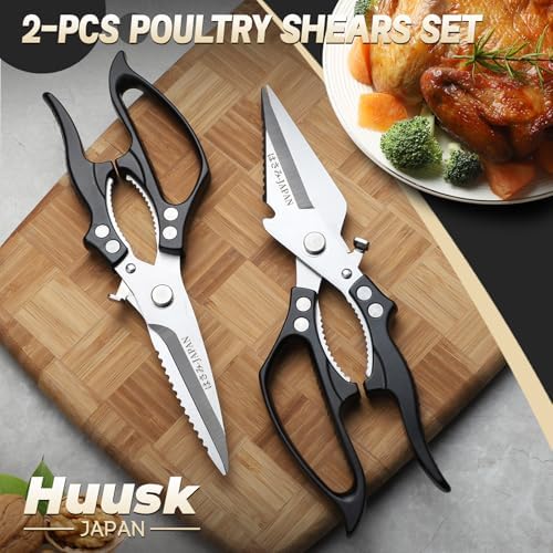 HUUSK Kitchen Shears Heavy Duty - Japanese Kitchen Scissors All Purpose