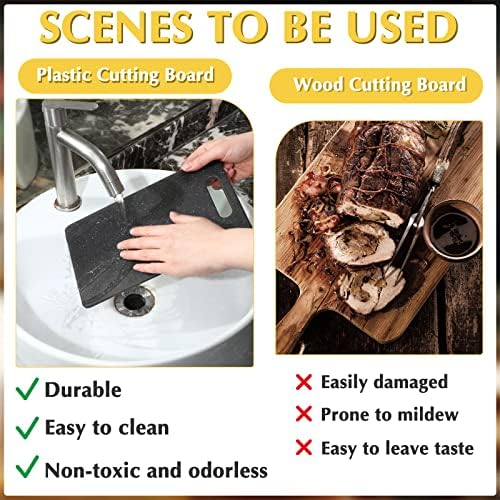 6 Pcs Plastic Cutting Boards Bar Granite Color Cutting Board with Easy Grip Handle Dishwasher for Food Fruits Vegetables Home(Small) (Pack of 2)