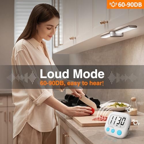 AOUCE Digital Kitchen Timers for Cooking, Timer for Kids 2 Pack White