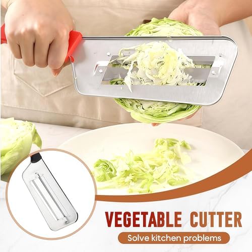 2026 New Stainless Steel Dual Blade Julienne Cutter, Multifunctional Vegetable Cutter, for Sauerkraut Coleslaw Mandoline Slicer With Silicone Finger Grips Peeler