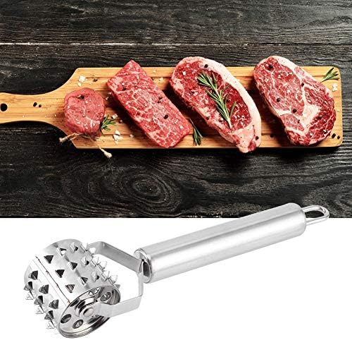 Kadimendium Stainless Steel Meat Tenderizer Roller Mallet Hammer Rolling Hammer Needle Roller Meat Hammer Meat Pounder Flatterner for Beef Steak Chicken Pork