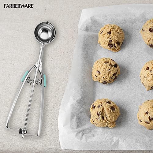 Farberware Professional Cookie Scoop, Stainless Steel Dough Scoop with Easy Squeeze Release for Uniform Cookies, Meatballs, and Ice Cream Scoops - Dishwasher Safe
