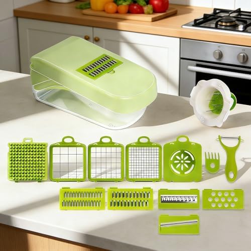 Thalirem 17-in-1 Vegetable Chopper with Container and 4 Blades