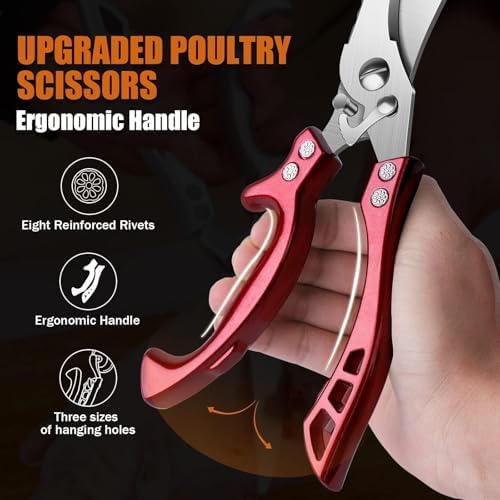 Dream Reach Poultry Shears Red - Heavy Duty Stainless Steel Kitchen Shears