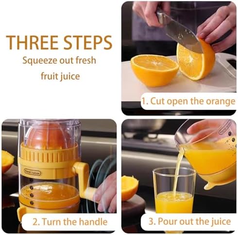 Manual Hand Crank Juicer - Portable Orange Squeezer Manual for Oranges, Lemons & More Hand Operated Fruit Juice Press for Home & Outdoor Use