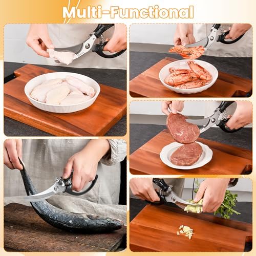 Gisde Heavy Duty Poultry Shears Kitchen Shears for Food Kitchen Scissors All Ppurpose Heavy Duty Scissors for Chicken, Meat, Bone, Poultry, Spring Loaded, Dishwasher Safe