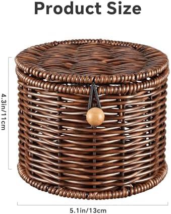 NiHome Garlic Keeper for Counter, Handwoven Rattan, Ventilated, Dark Brown