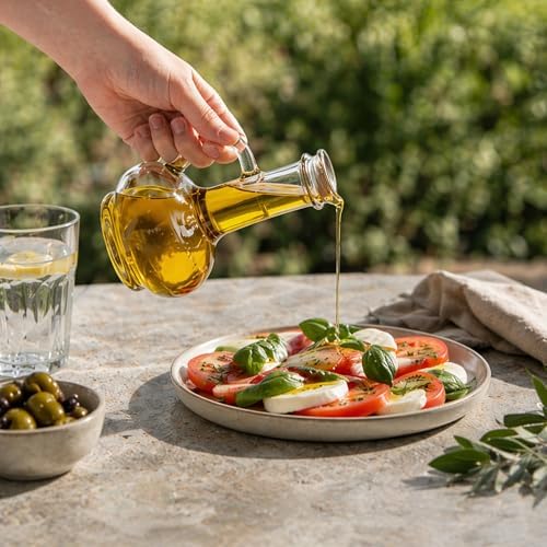 Restaurantware-RW Base 8-Ounce Olive Oil Dispenser, 1 Kitchen Oil Dispenser Bottle - With Cork Lid, Non-Leaking, Clear Glass Pourer, For Cooking Or Salad Dressings