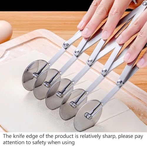 VGEBY Pizza Cutter, Stainless Steel 3 Wheel Pastry Cutter Roller Adjustable Multi Round Dough Cutter for Pastries, Dough, Pizzas