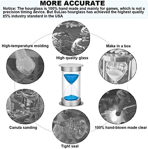 Sand Timer - 10 Minute Hourglass, Plastic Sand Clock, Large Sand Watch for Kids, Games, Classroom, Decoration, Toothbrush Timer (Blue Sand)
