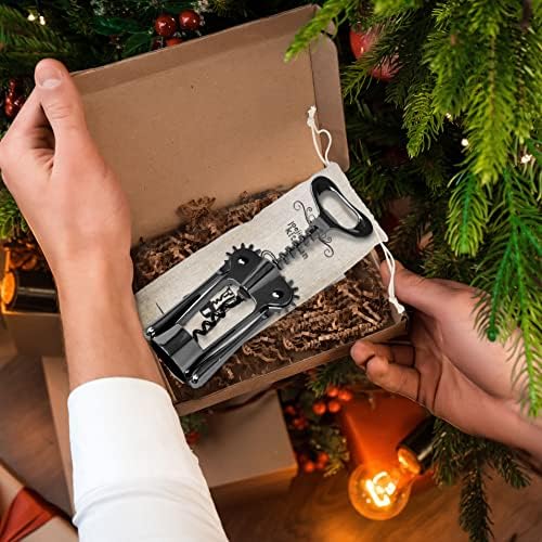 Joeji's Kitchen Wine Corkscrew Bottle Opener - Wing Cork Screw - Remove Beer Olive Oil Multifunctional Corks and Caps - Deluxe Storage Bag - Black
