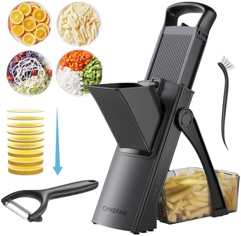 Safe Mandoline Slicer for Kitchen, 6 in 1 Vegetable Chopper, Potato Slicer
