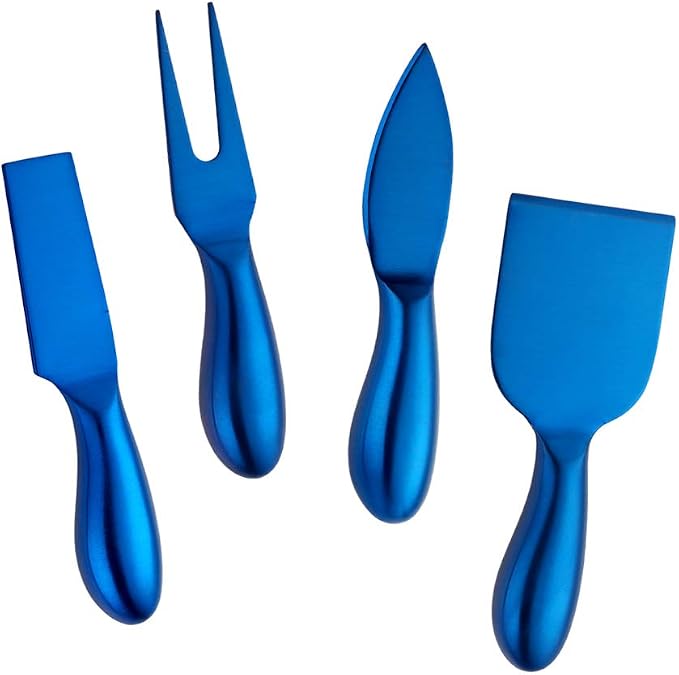 Cheese Knife Set，Stainless Steel Cheese Tool，Ergonomic Design&Easy To Use， for Birthday/Parties/Wedding/Bridal Shower/Housewarming and Anniversary (blue)