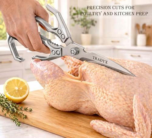 Kitchen Scissors All Purpose Heavy Duty, 3Cr14 Stainless Steel Blades with Cast Aluminum Handle, Detachable Poultry Shears for Cutting Chicken Meat Fish Vegetables