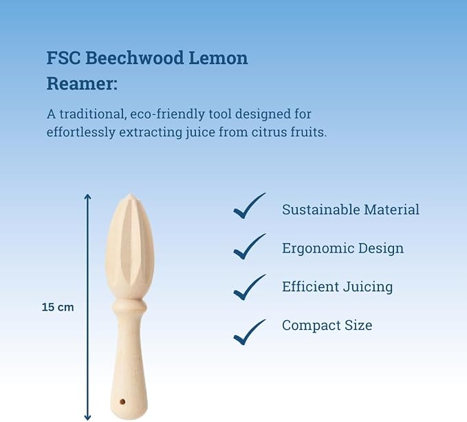Tala Traditional Wooden Lemon Reamer, Handheld Citrus Juicer for Lemons, Limes & Oranges, Durable Beechwood Kitchen Tool